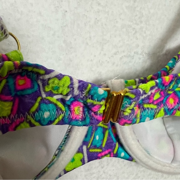 BareMinimale Swimwear Candy Hearts Underwire Bikini Swim Top Multicolor Neon XS - Picture 7 of 8